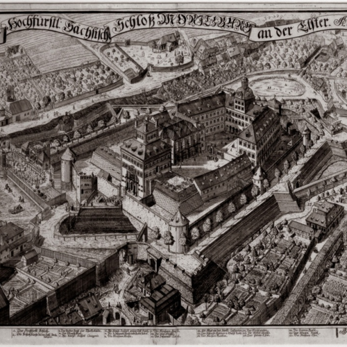 Reproduktion der Ansicht des Schloss Moritzburg Zeitz von 1725