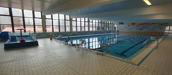Schwimmbecken und Wasserpilz Schwimmhalle Naether-Bad Zeitz