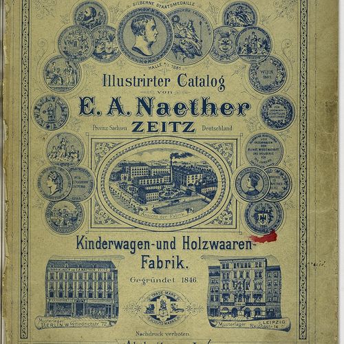 Deckblatt des Kinderwagenkatalogs Näther von 1892