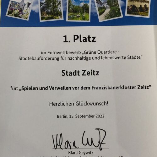 Siegerurkunde (c) Stadt Zeitz