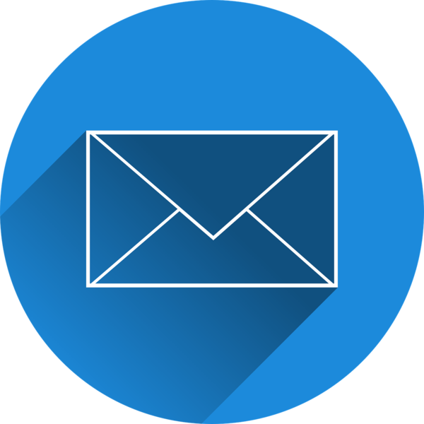 Zu sehen ist ein stilisierter Briefumschlag in blauer Farbe, hnlich den Symbolen fr E-Mail-Postfcher.