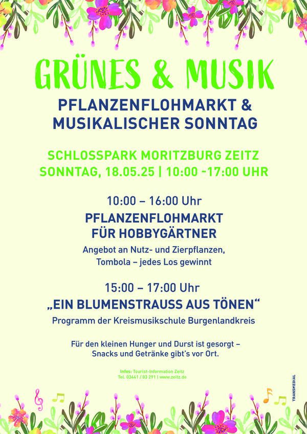 Plakat Pflanzenflohmarkt und Musikalischer Sonntag 2025